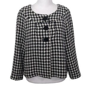 Lapis Black and White Houndstooth Jacket Size Small Cropped Houndstooth Blazer